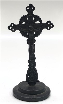 Lot 51 - A pewter crucifix, early 20th century, height...