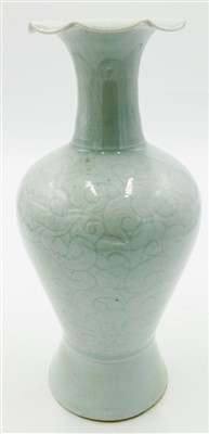 Lot 709 - A celadon baluster vase, 20th century,...