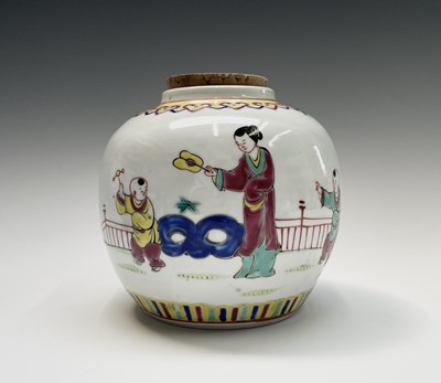 Lot 209 - Three Chinese porcelain ginger jars and a...