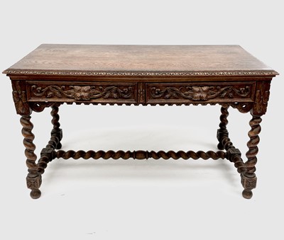 Lot 3205 - A Victorian carved oak library or centre table,...