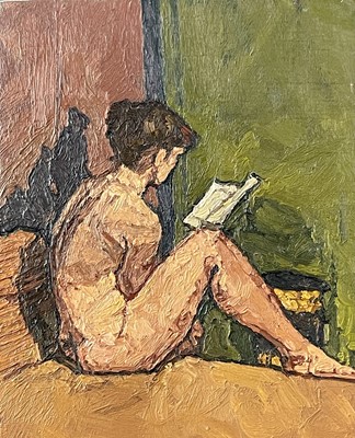 Lot 266 - Francis HEWLETT (1930-2012) Nude Reading Oil...