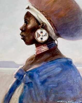 Lot 355 - Anthony J. HUDSON (1937-1989) Zulu Woman Oil...