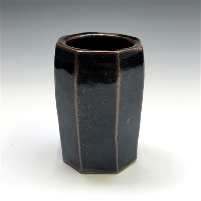 Lot 940 - A Lowerdown tenmoko glaze octagonal vase,...