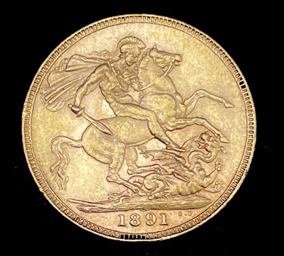 Lot 22K - Great Britain Gold Sovereign 1891 EF Jubilee Head
