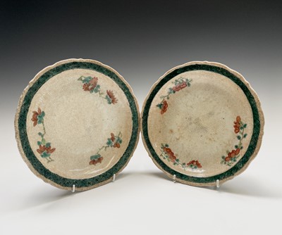 Lot 365 - A pair of Chinese famille verte crackle glaze...