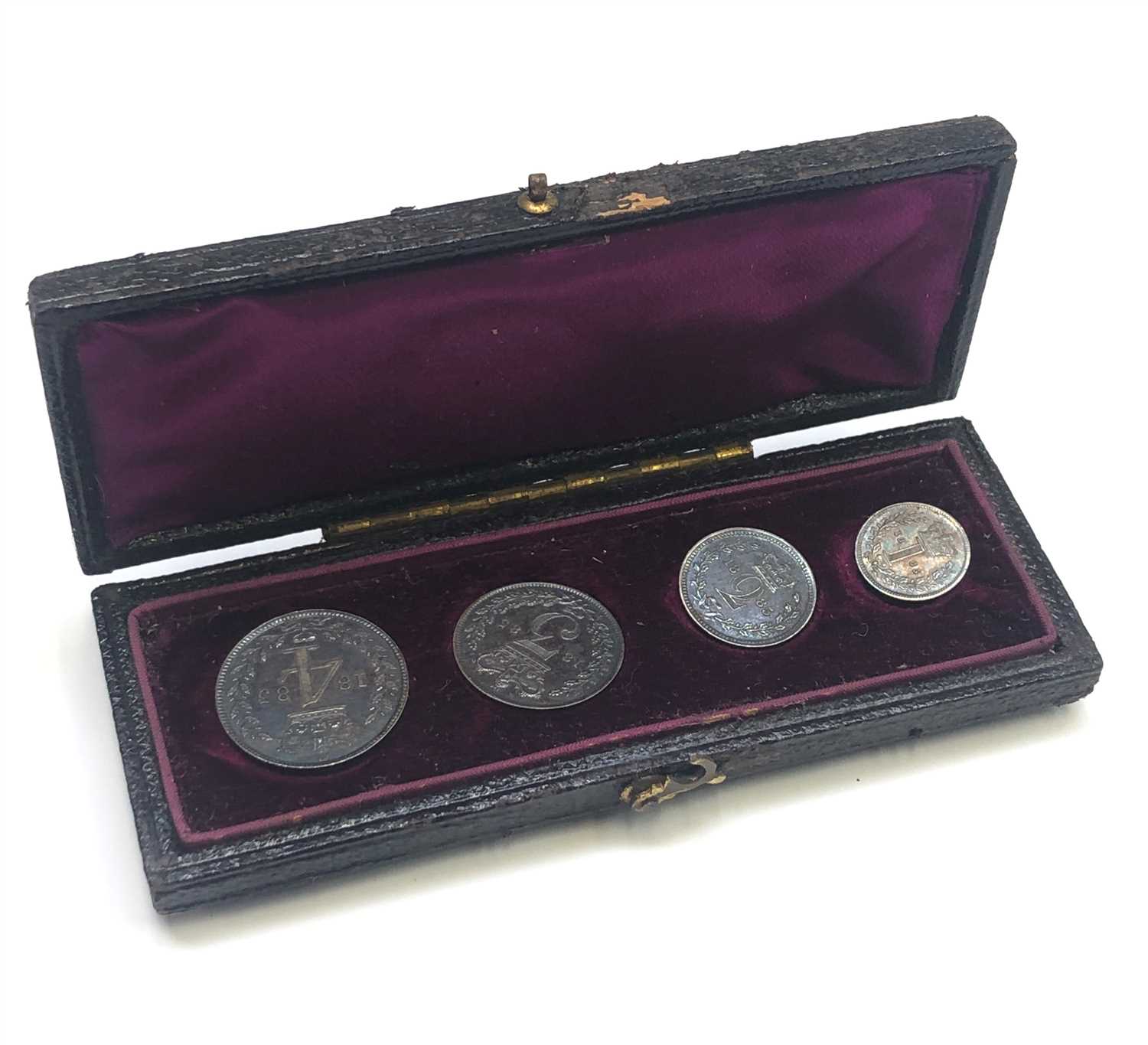 Lot 2639 - A set of Maundy Money, 1885, original box.