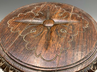 Lot 9 - A Victorian carved oak stool, with barley...