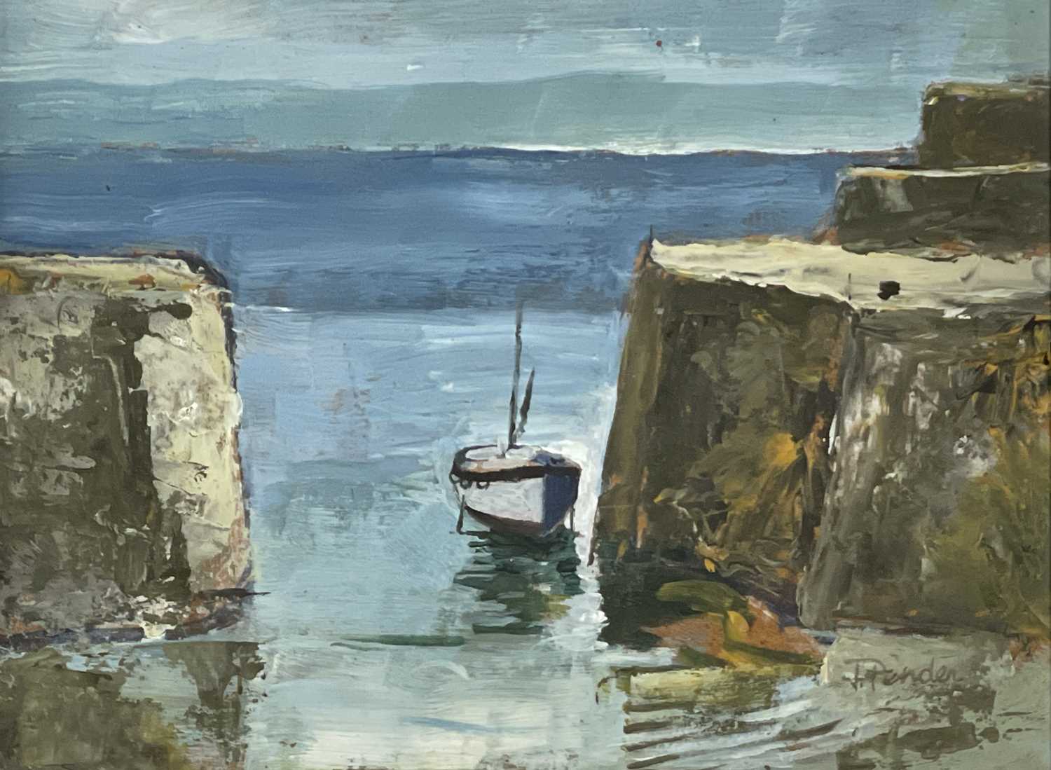 Lot 396 - Jack PENDER (1918-1998) Two Quays and Boat Oil...