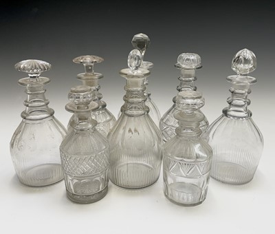 Lot 912 - A George III triple ring neck glass decanter...