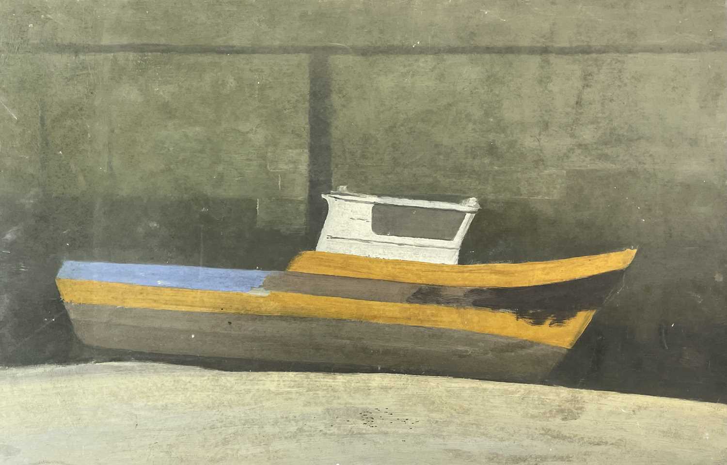 Lot 1007 - Alec WILES (1924) Fishing Boat, Low Tide Oil...