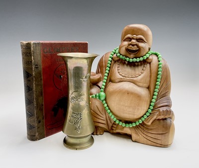Lot 329 - A Chinese carved wood buddha, height 32.5cm,...