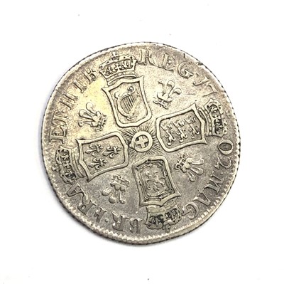 Lot 2663 - A Queen Anne shilling, 1702, with plumes,...