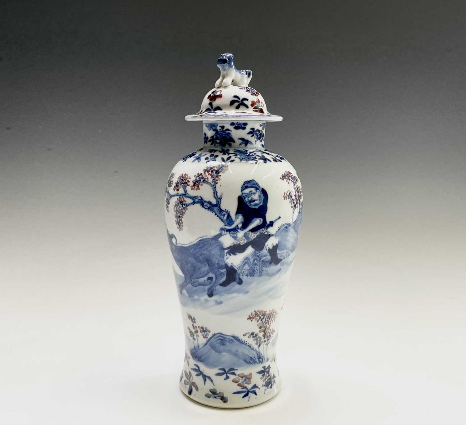 Lot 43 - A Chinese porcelain baluster vase and cover,...