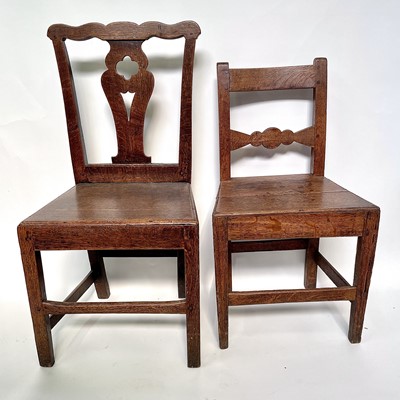 Lot 220 - Two 19th century oak country chairs.