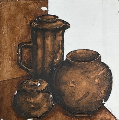 Lot 217 - Terry WHYBROW (1932-2020) Three Pots, Relief...
