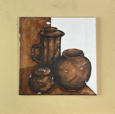 Lot 217 - Terry WHYBROW (1932-2020) Three Pots, Relief...