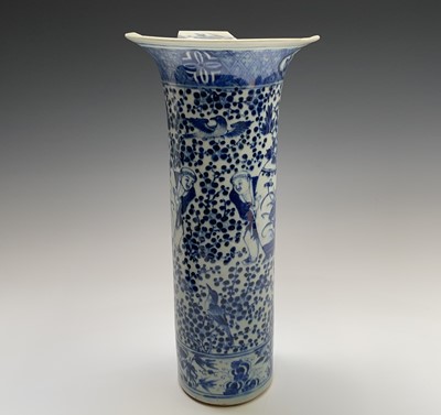 Lot 54 - A large Chinese porcelain cylindrical blue and...