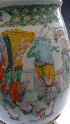 Lot 52 - A Chinese famille verte porcelain baluster...