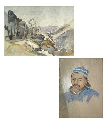 Lot 1250 - Tibetan Head perhaps a sherpa Watercolour...