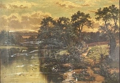 Lot 1263 - Victorian School River Landscape with Sheep...