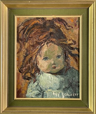 Lot 411 - Dennis GILBERT (1922) Victorian Doll Oil on...