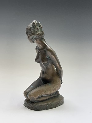 Lot 1073 - Alec WILES (1924) Kneeling Nude Bronzed resin...