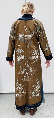 Lot 375 - A Chinese silk embroidered robe, 19th century,...