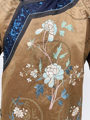 Lot 375 - A Chinese silk embroidered robe, 19th century,...