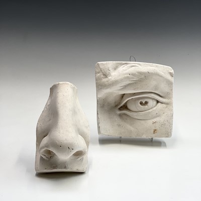 Lot 1084 - Two plaster moulds, one of an eye the other a...
