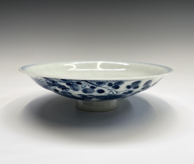 Lot 55 - A Chinese porcelain blue and white footed bowl,...