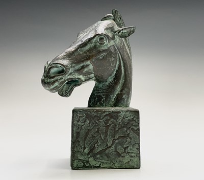 Lot 1091 - Alec WILES (1924) Horses Head Bronzed resin...