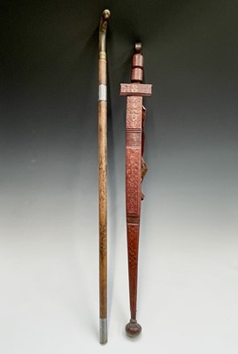 Lot 190 - A middle Eastern swordstick, with horn handle,...