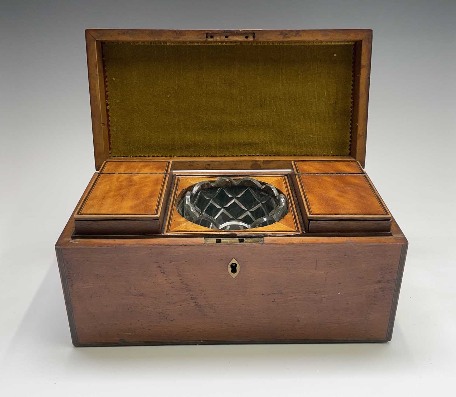Lot 30 - A George III satinwood and rosewood banded tea...
