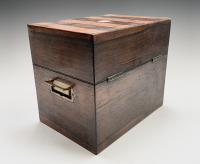 Lot 35 - A satinwood and rosewood banded decanter box,...
