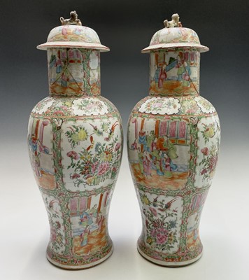 Lot 18 - A large pair of Chinese Canton famille rose...