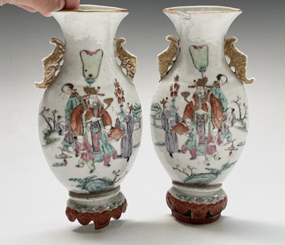 Lot 34 - A pair of Chinese famille rose porcelain wall...
