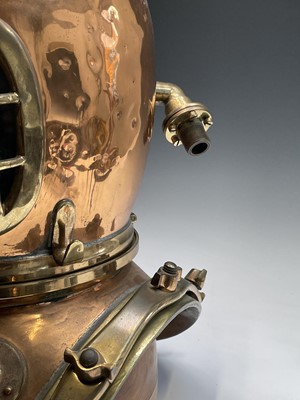 Lot 86 - A 12-bolt copper diving helmet by Siebe Gorman...