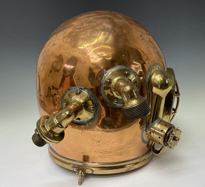 Lot 86 - A 12-bolt copper diving helmet by Siebe Gorman...