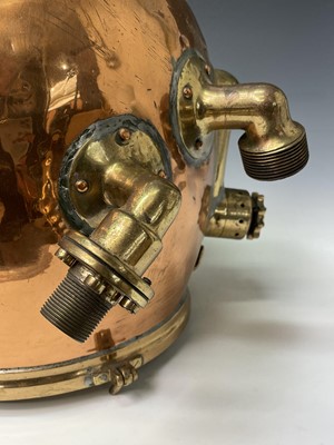 Lot 86 - A 12-bolt copper diving helmet by Siebe Gorman...