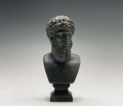 Lot 195 - A bronzed metal bust of a bearded Greek...