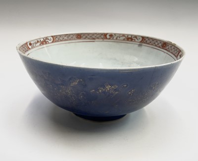 Lot 63 - A Chinese blue monochrome bowl, with gilt...
