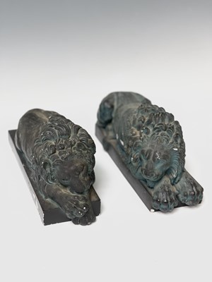 Lot 139 - A pair of verdigris bronze effect resin Canova...