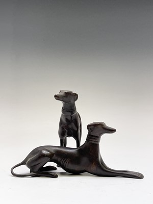 Lot 106 - Two 20th century bronze greyhound sculptures....