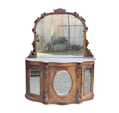 Lot 3046 - A Victorian walnut mirror back credenza, with...