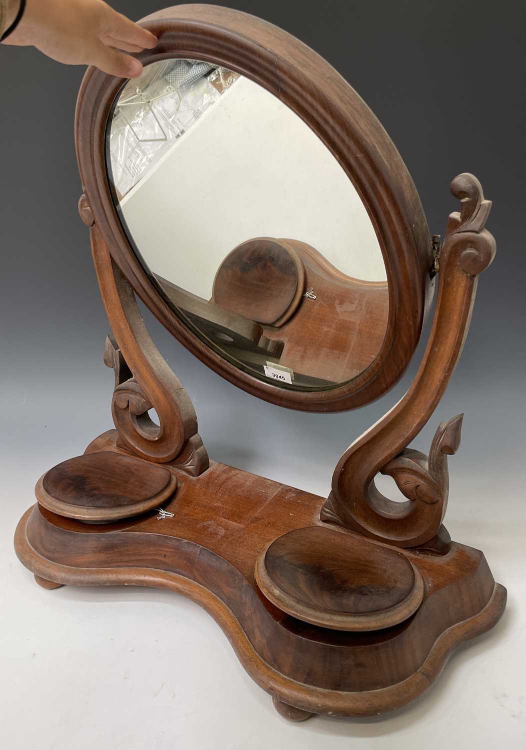 Lot 3045 - A Victorian mahogany swing toilet mirror, with...