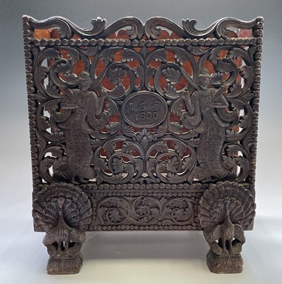 Lot 1009 - An Indian carved hardwood canterbury, circa...