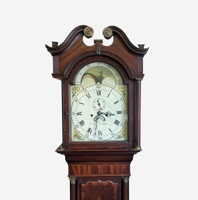 Lot 2920 - A George III oak and mahogany eight day...