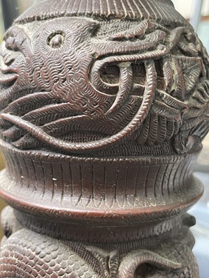 Lot 68 - A Chinese hardwood standard lamp, circa 1900,...