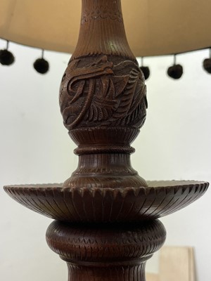 Lot 68 - A Chinese hardwood standard lamp, circa 1900,...