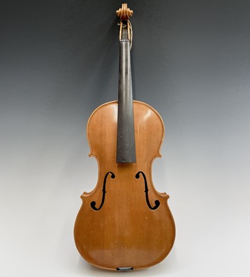 Lot 103 - A pale mahogany viola with inlaid purfling....